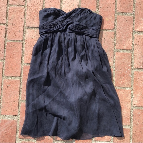 J. Crew Silk Soft Navy Flowy Strapless Dress - Picture 2 of 11